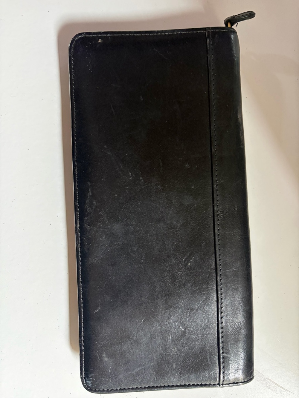 Black Leather Zip Travel Wallet - Men